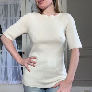 Lauren Manoogian Short Sleeve Cream Knit, Size 1